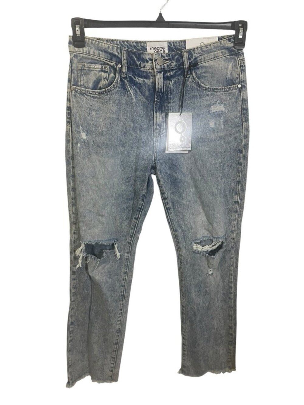 INSANE GENE Distressed Light Wash Jeans Women's Size 7/27 Hi Rise Straight